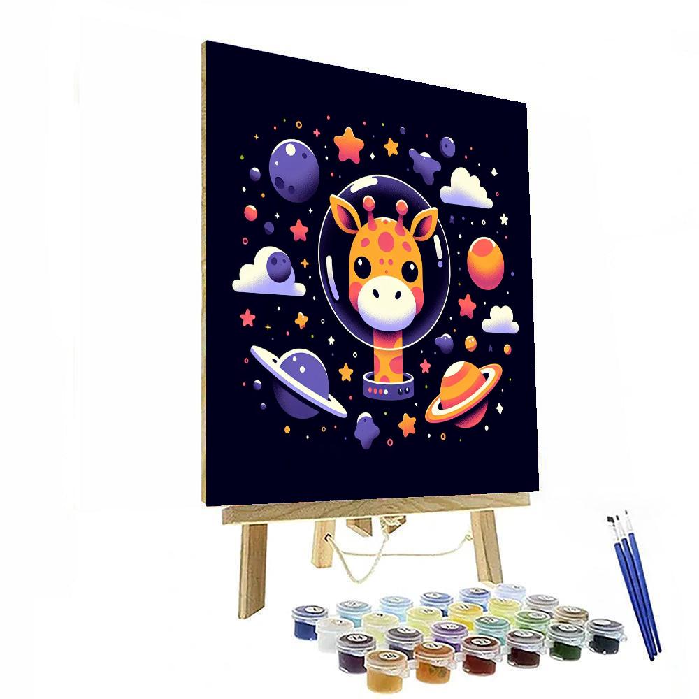 Galactic Giraffe Expedition Paint By Numbers Art