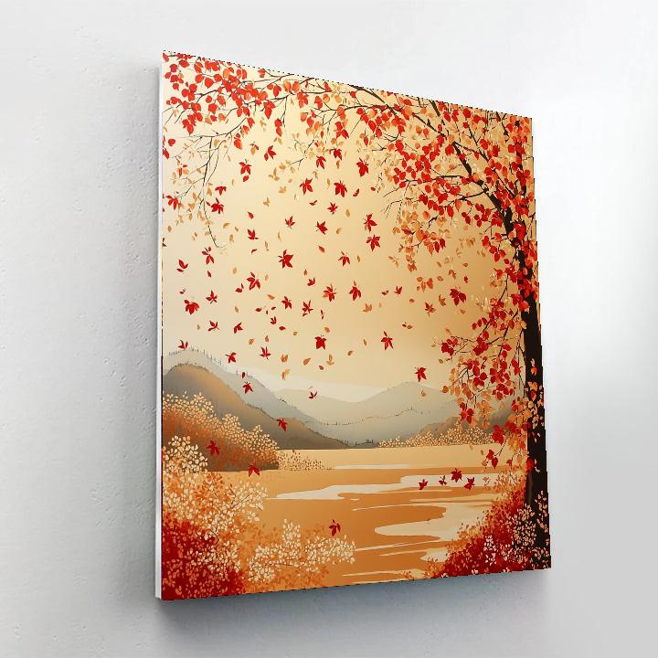 Utagawa Hiroshige Inspired Autumn's Gentle Cascade  Number Painting