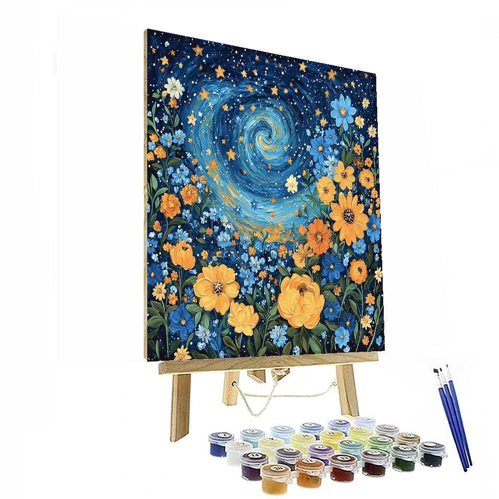 Van Gogh Inspired Starry Floral Night  Number Painting