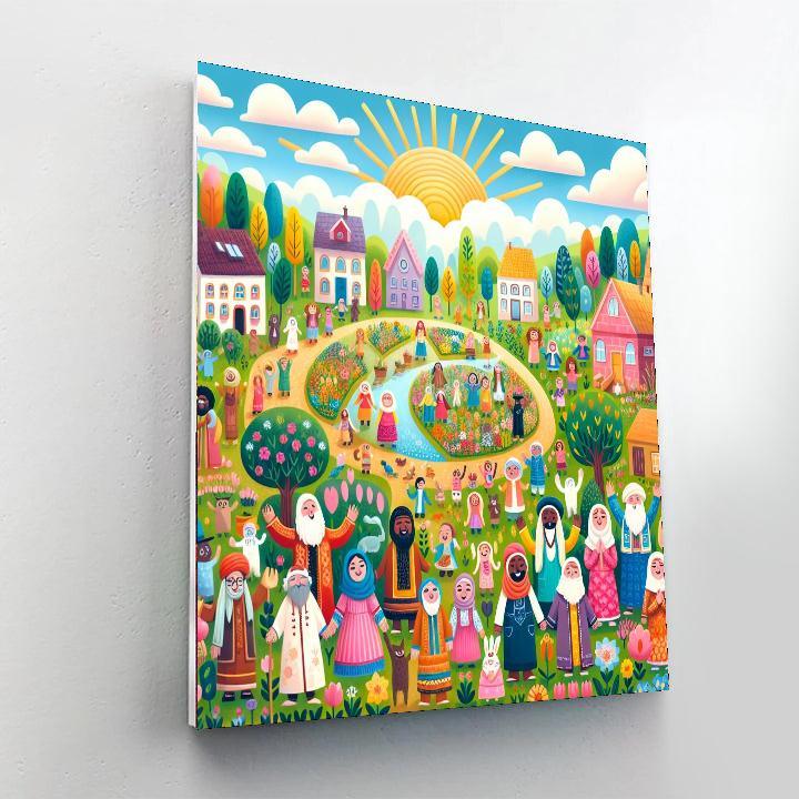 Colorful Village Life Painting By Numbers Kit