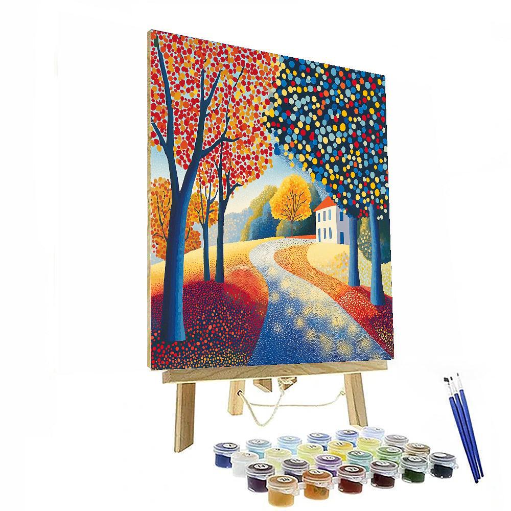 Georges Seurat Inspired Abstract Geometric Whirl  Number Painting