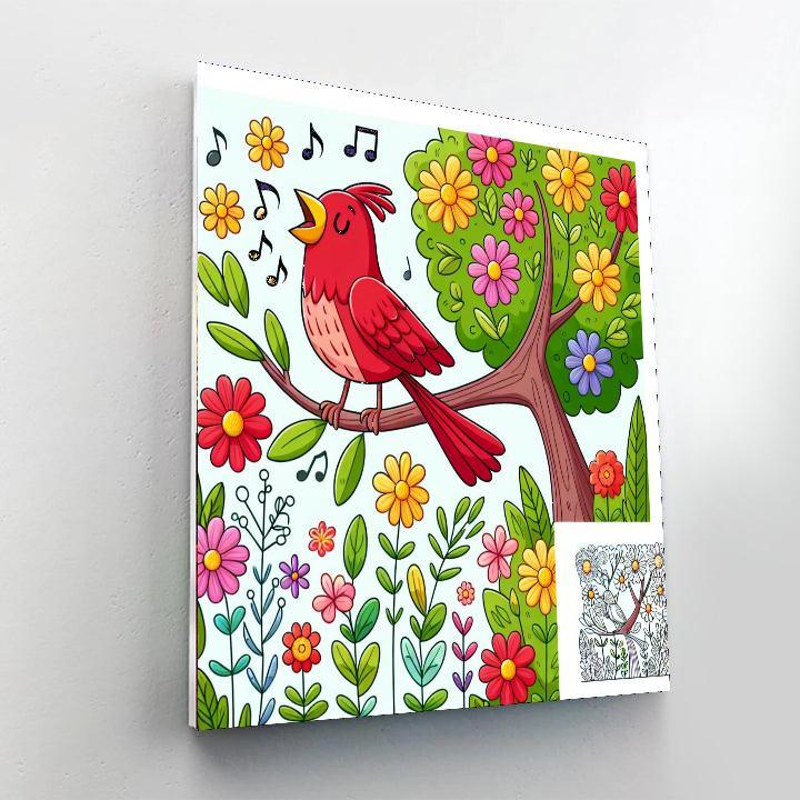 Cheerful Cardinal's Song Paint By Numbers