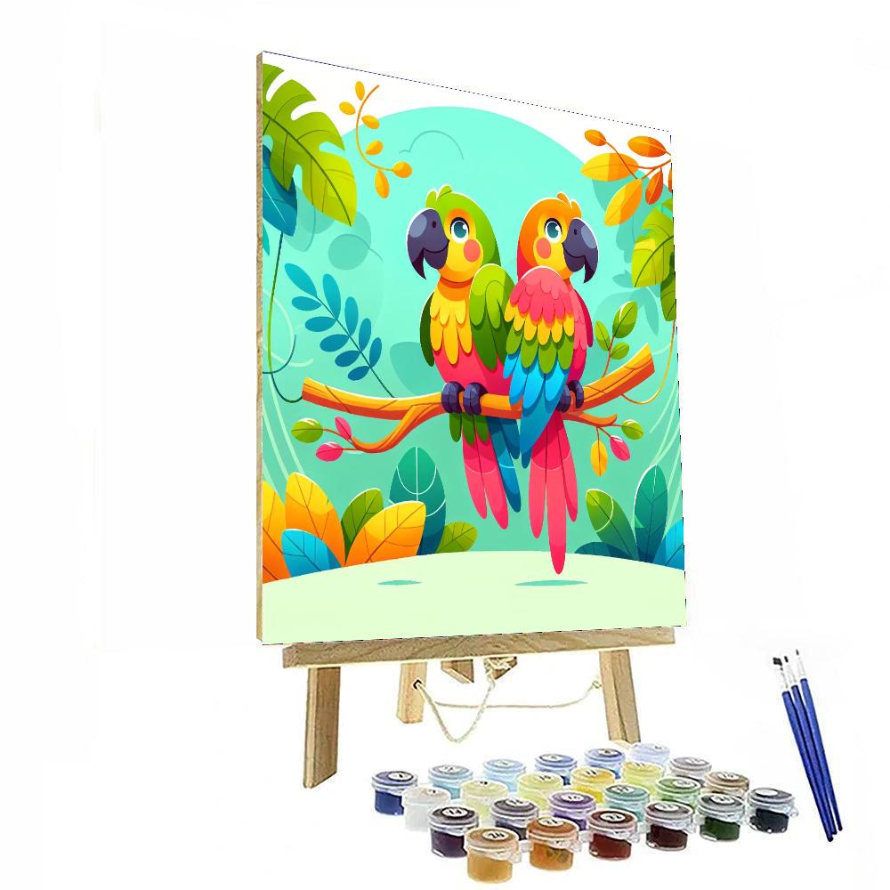 Playful Parrot Adventure Paint By Numbers Art