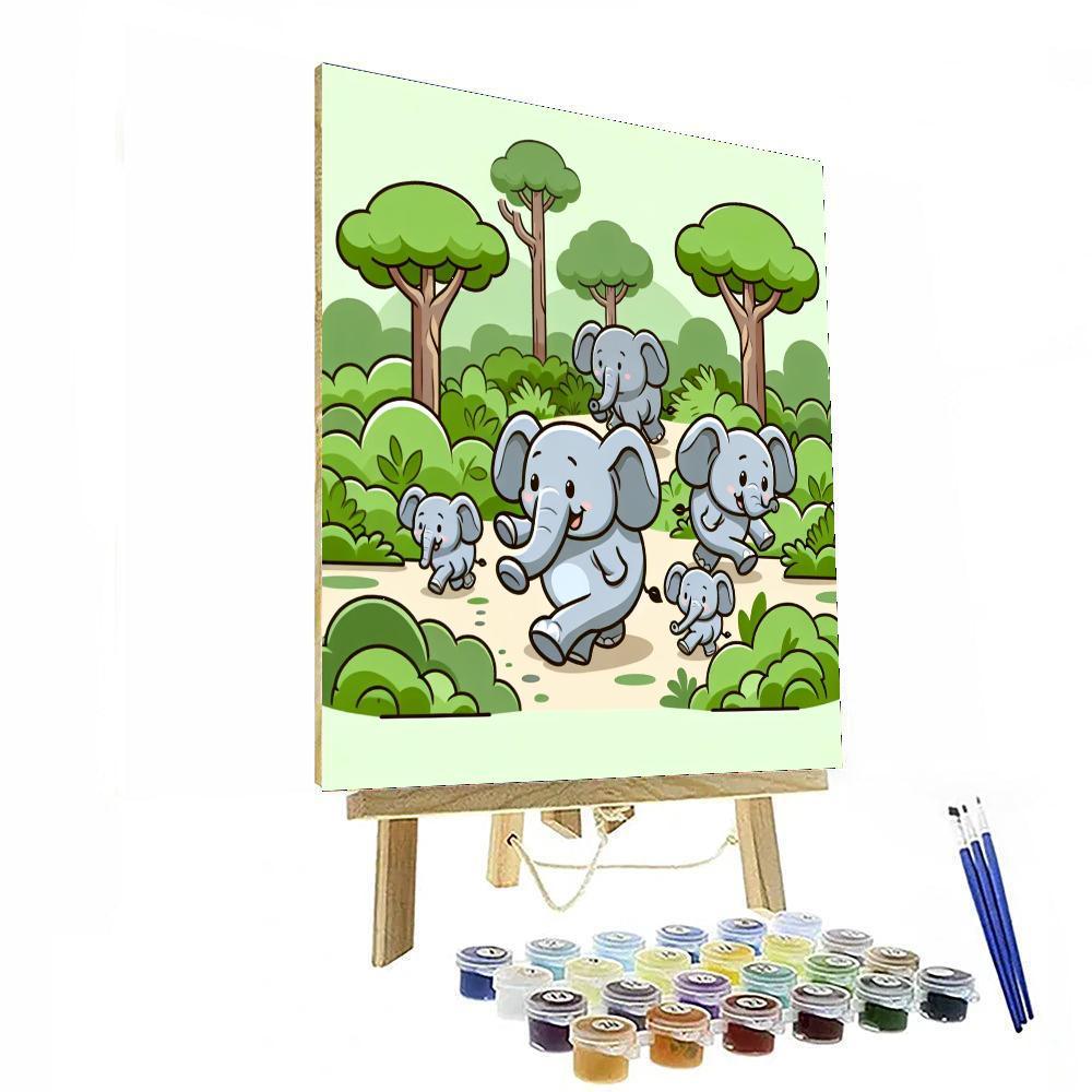 Energetic Elephants Numbered Painting Kits