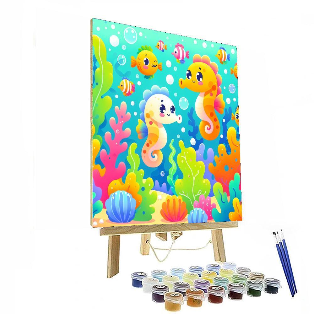 Splashy Seahorses Painting Number Kit