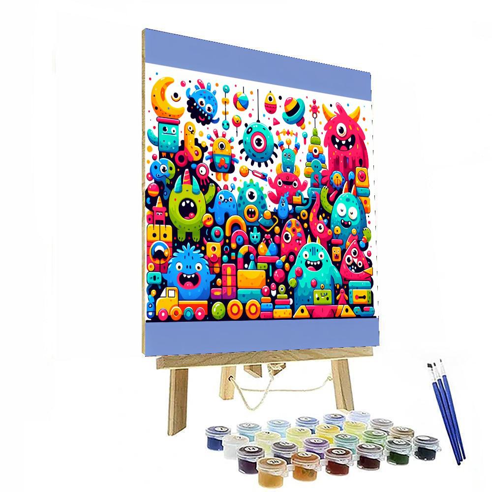 Friendly Monsters Playdate DIY Paint By Numbers