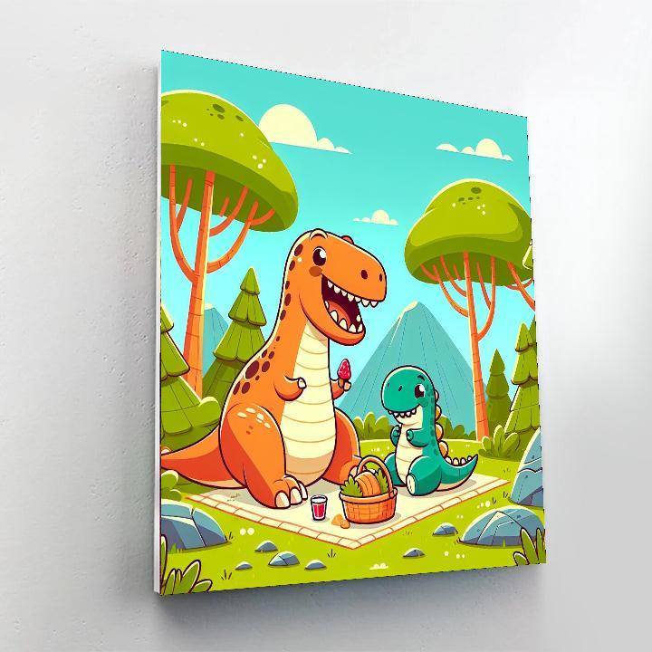 Funny Dino Family Painting By Numbers Kit