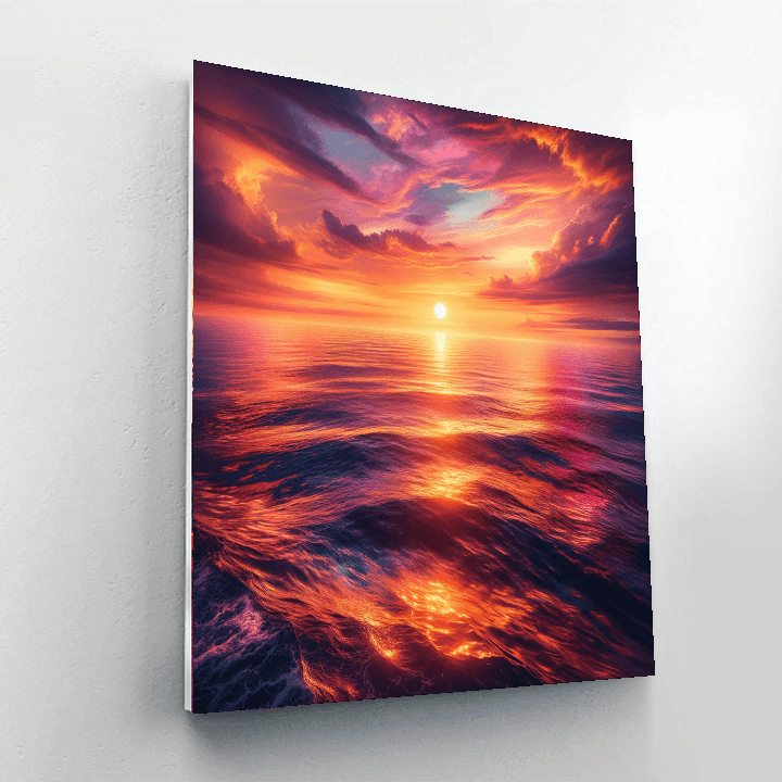 Sunset Symphony Over the Ocean - DIY Painting By Numbers Kit