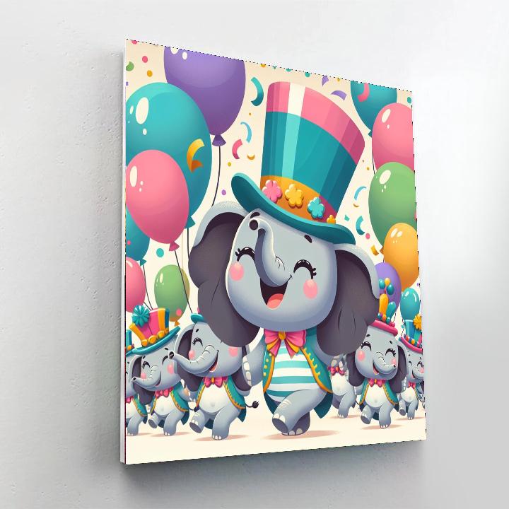 Bouncy Elephant Parade Painting By Numbers Kit