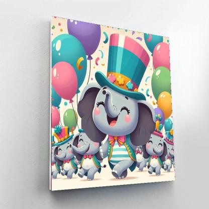 Bouncy Elephant Parade Painting By Numbers Kit