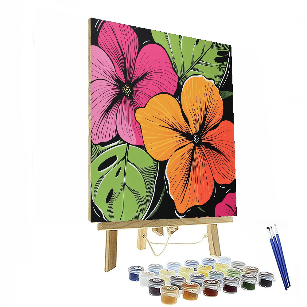 Andy Warhol Inspired Dynamic Floral Explosion  DIY Paint By Numbers