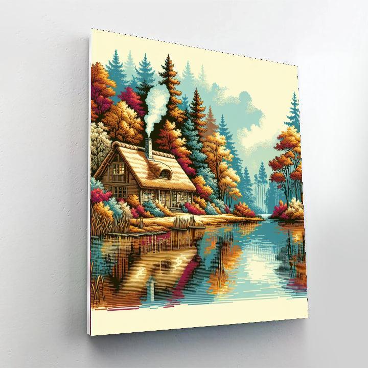Cottage By The Lake DIY Paint By Numbers