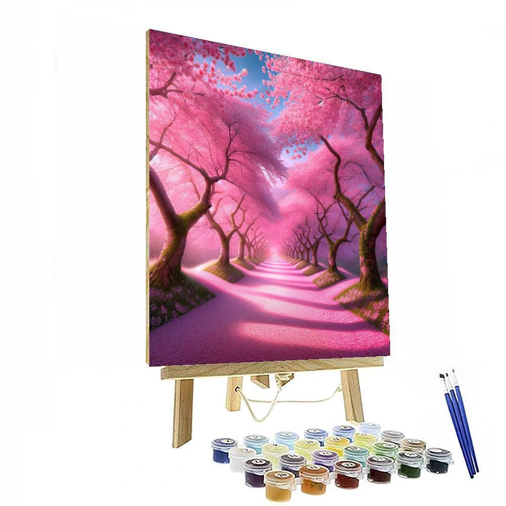 Romantic Cherry Blossom Stroll Paint By Numbers