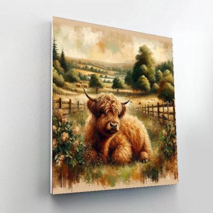 Highland Cow's Rustic Charm Paint By Numbers Kits