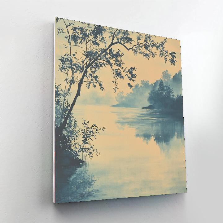 Zhao Mengfu Inspired Misty River Reflection  Paint By Number