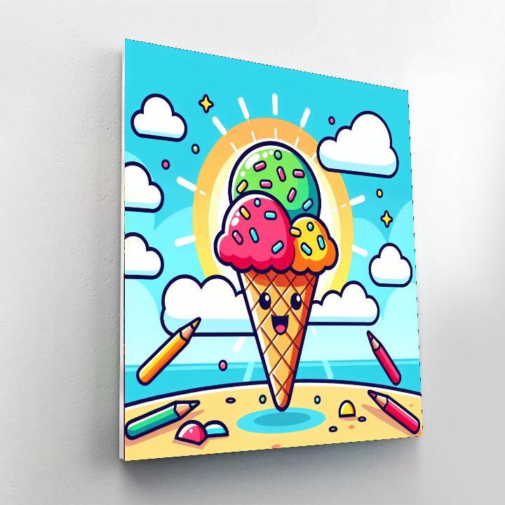Bubbly Ice Cream Cone Paint By Numbers