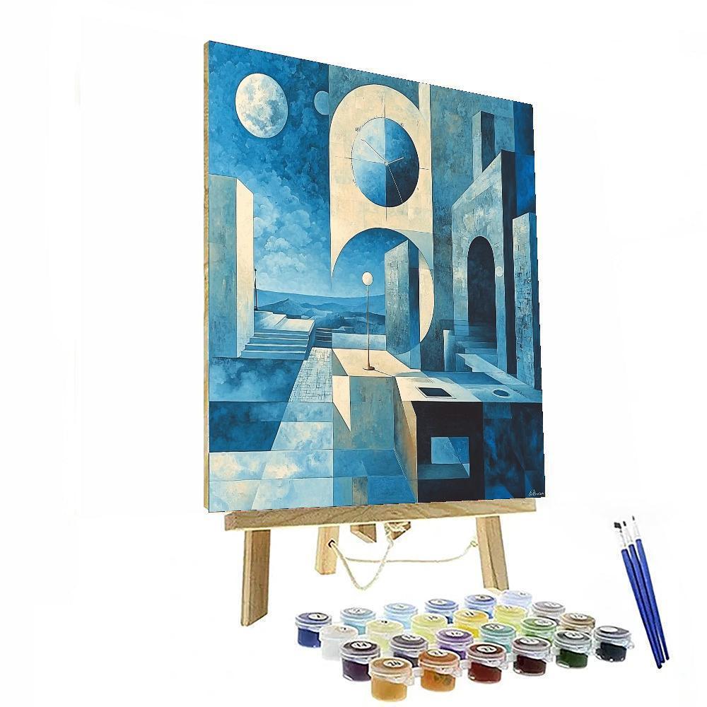 René Magritte Inspired Eccentric Journey Of Time  Paint By Color