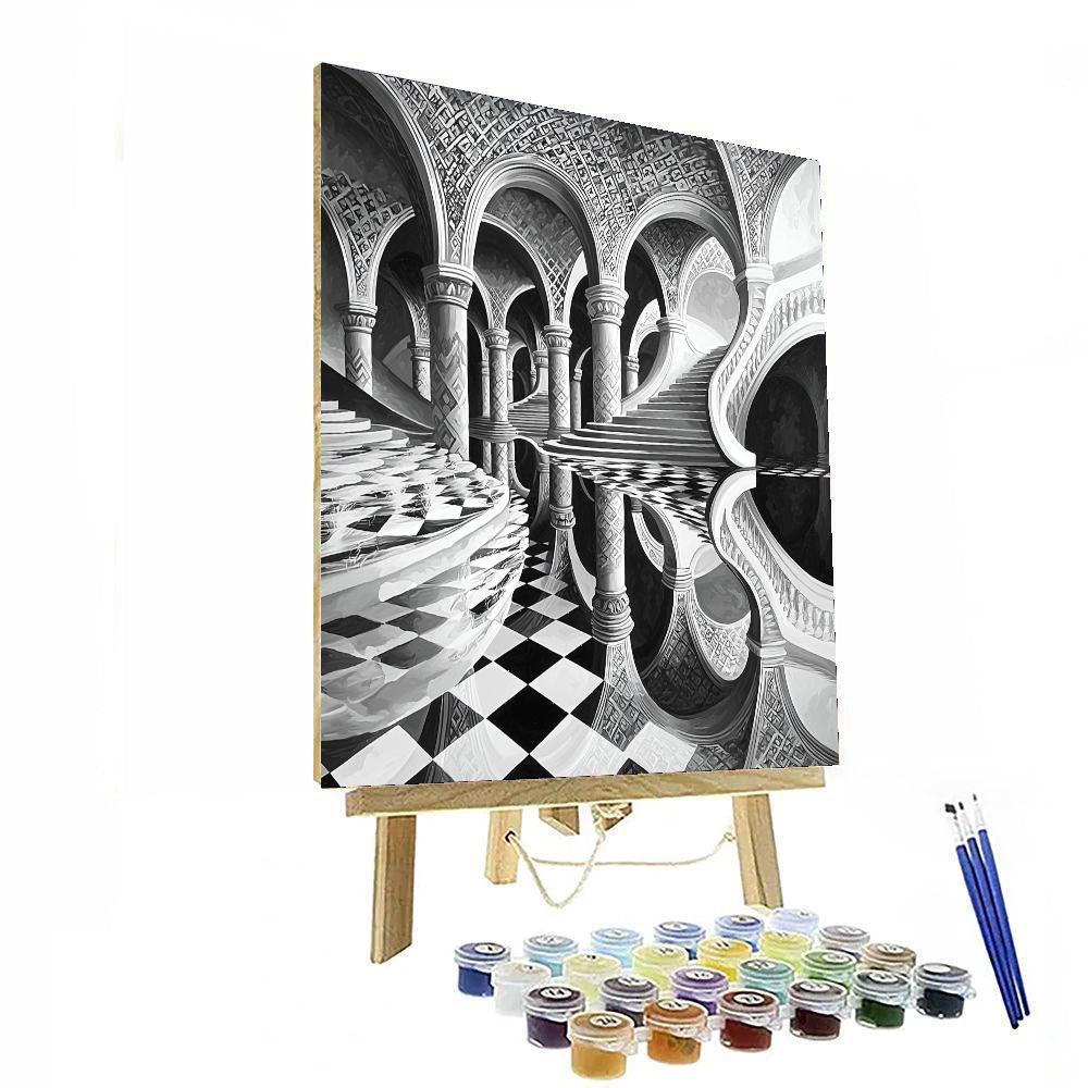 M.C. Escher Inspired Reflections Of Geometry  Paint By Numbers