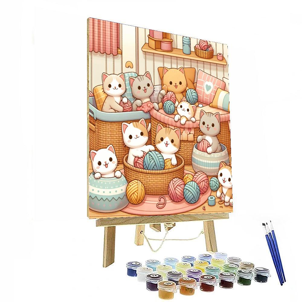 Purring Kitten Corner Number Painting