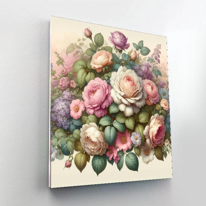 Vintage Rose Garden Painting By Numbers Kit