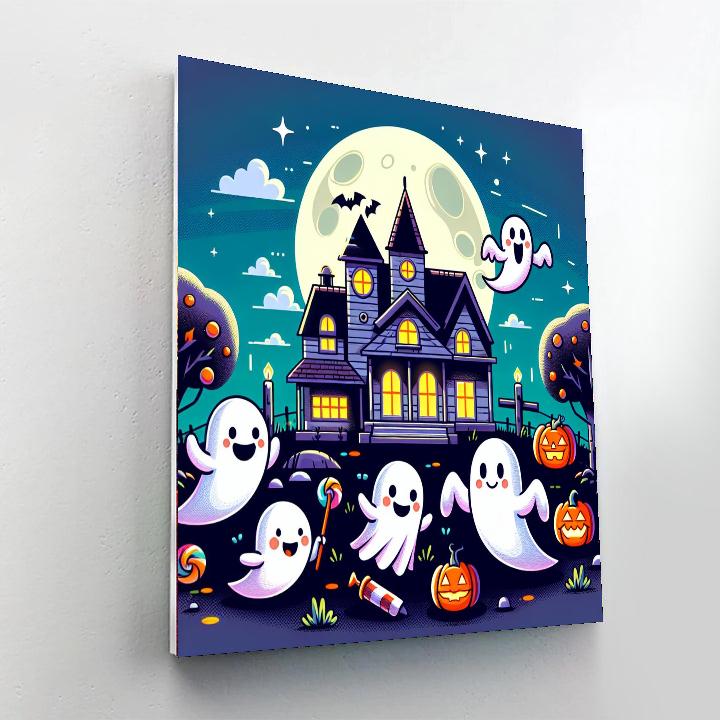 Friendly Ghostly Gathering Paint By Numbers Art