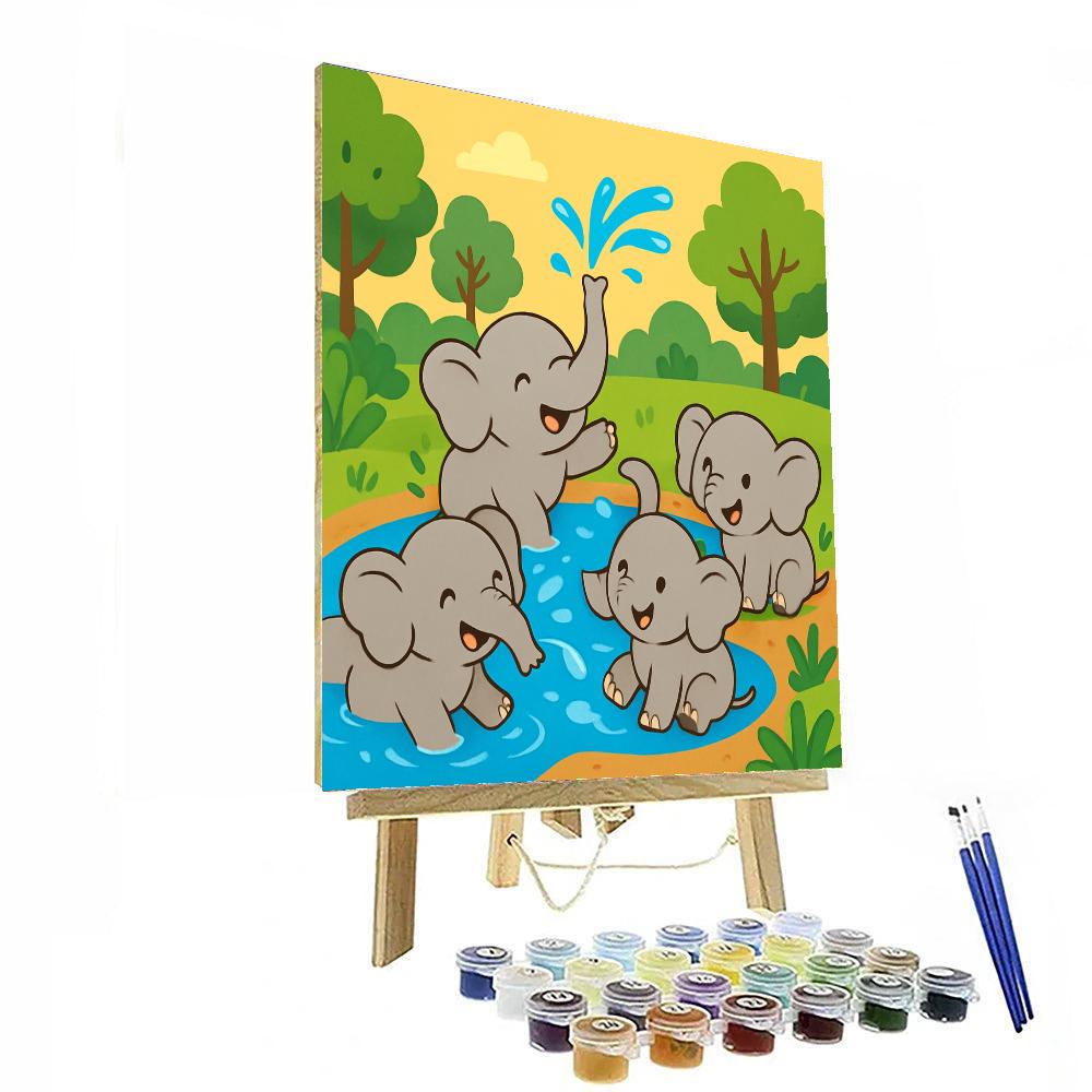 Bouncy Baby Elephants Painting By Numbers Kit