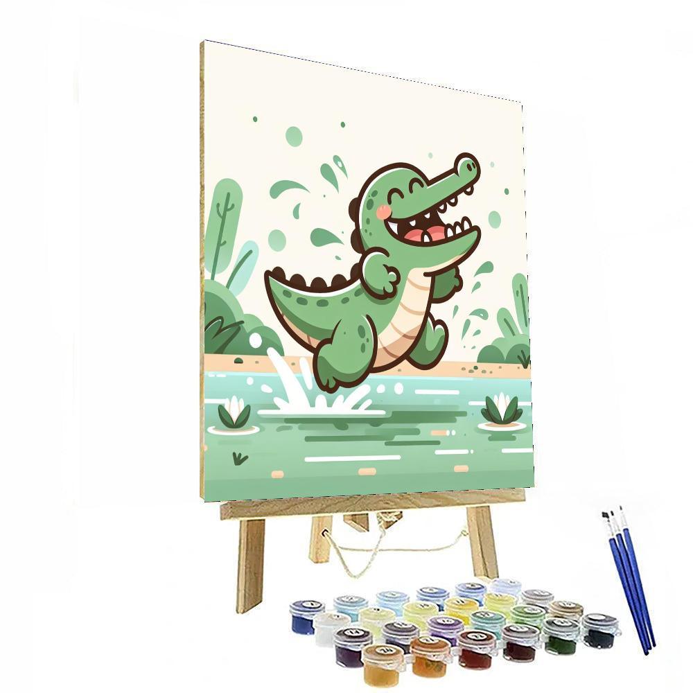 Comical Crocodile Adventure Painting Number Kit