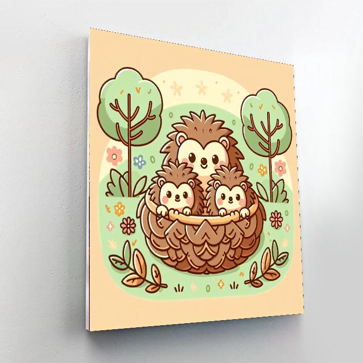 Adorable Hedgehog Family Numbered Painting Kits