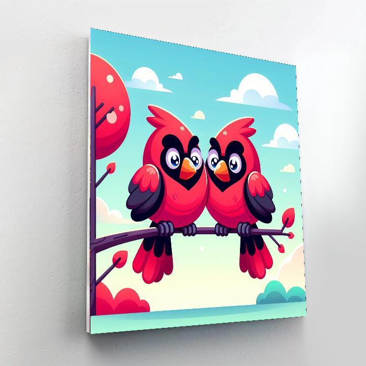 Chirpy Cardinal Friends Paint By Color