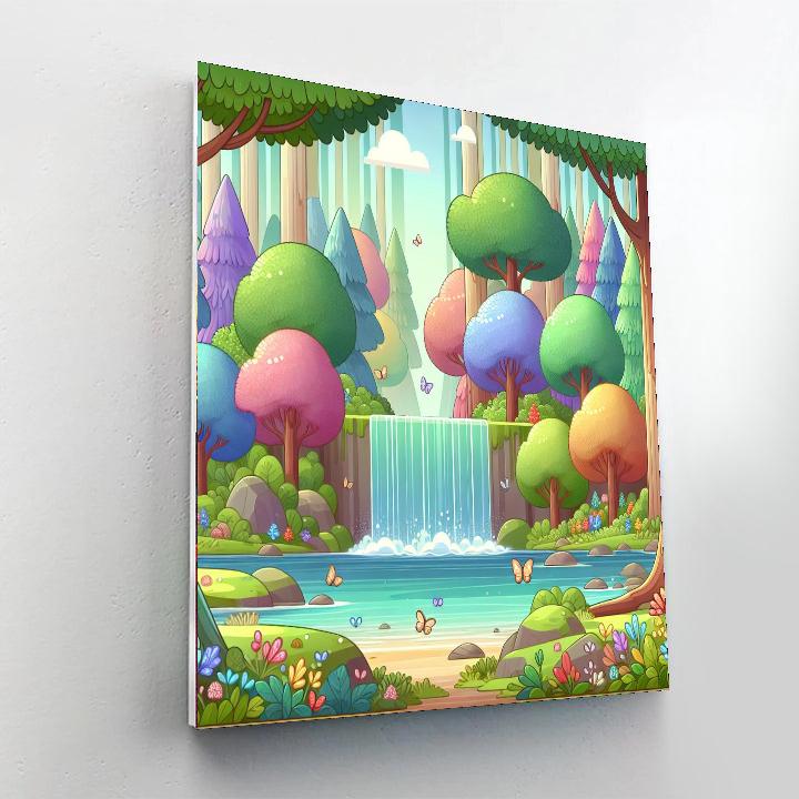 Enchanted Waterfall Forest Paint By Numbers Art