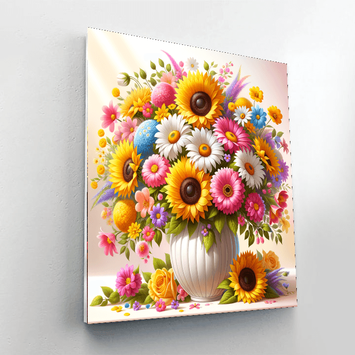 Blooming Flower Vase DIY Paint By Numbers