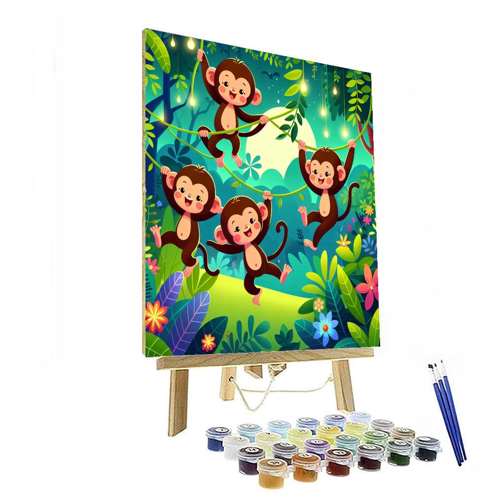 Jungle Fun With Monkeys Paint By Numbers Kits