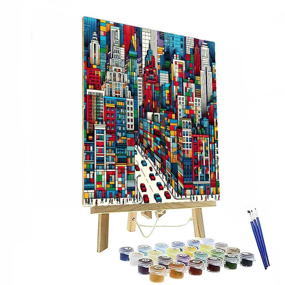Colorful City Mosaic Paint By Numbers Art