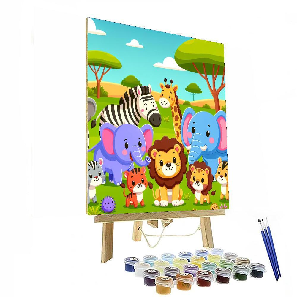 Friendly Animal Safari DIY Paint By Numbers