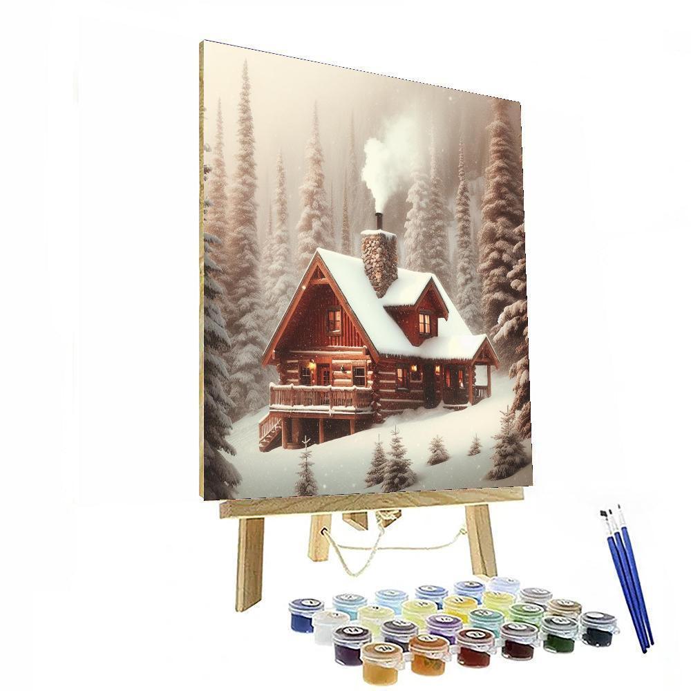 Cozy Cabin Winter Retreat Painting By Numbers Kit