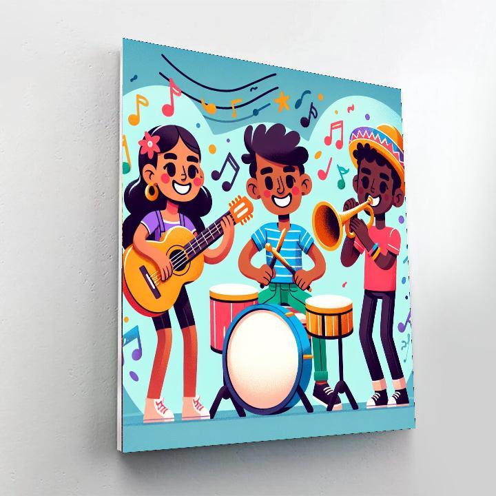 Joyful Musical Band Number Painting