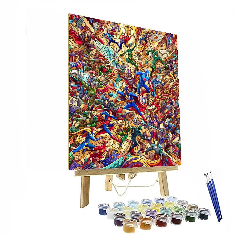 Dazzling Superhero Team Paint By Color