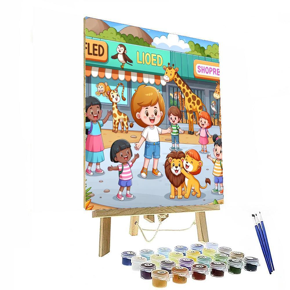 Charming Zoo Day Paint By Numbers Art