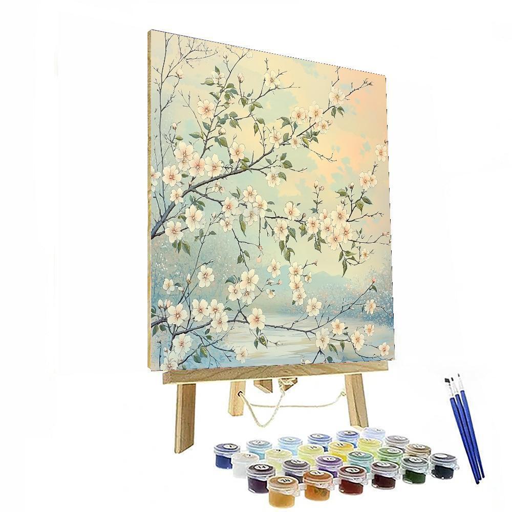 Hiroshige Inspired Eternal Blossom Serenity  Paint By Numbers Art