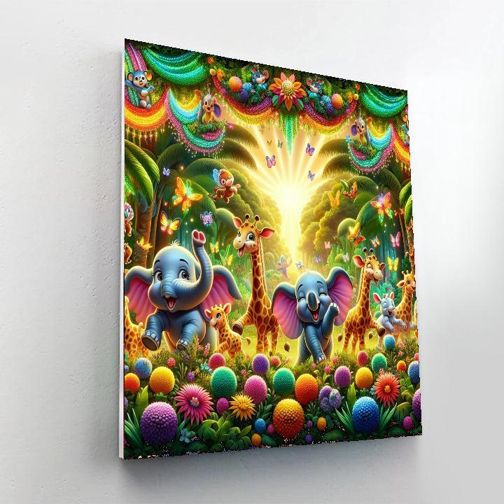 Happy Jungle Parade For Kids Numbered Painting Kits