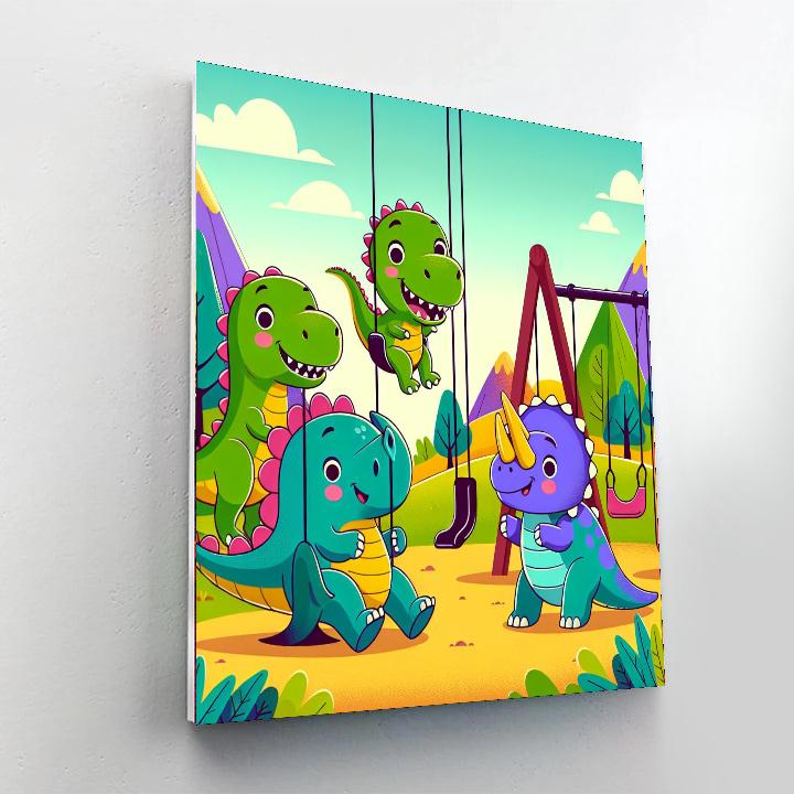Vibrant Dinosaur Playground Paint By Numbers Art