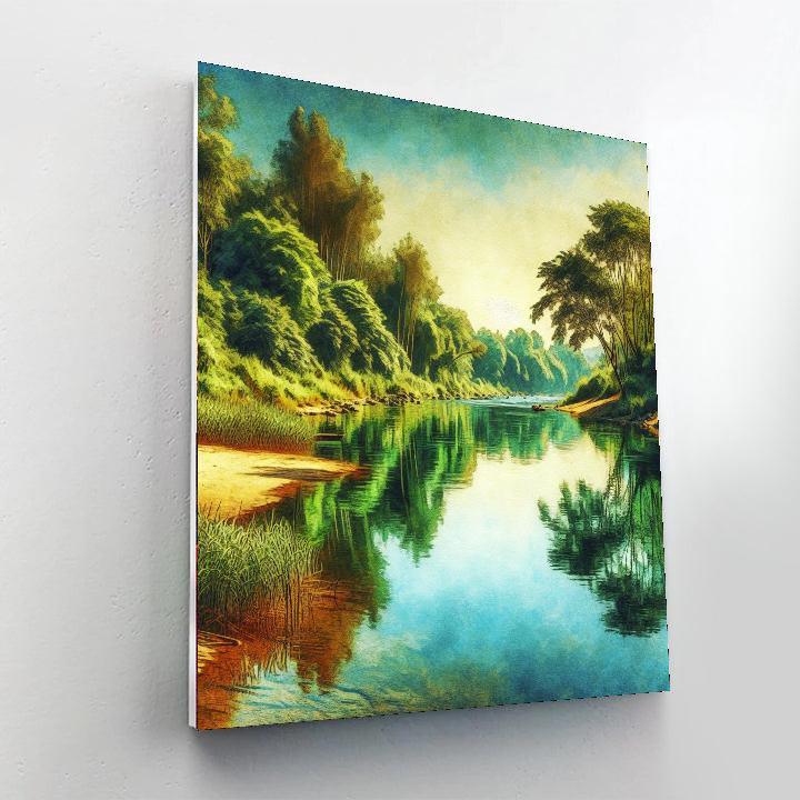 Serene Riverbank Reflection Numbered Painting Kits