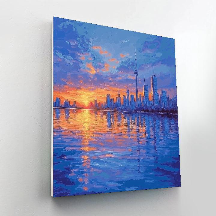 Claude Monet Inspired City Reflections At Dusk  Numbered Painting Kits