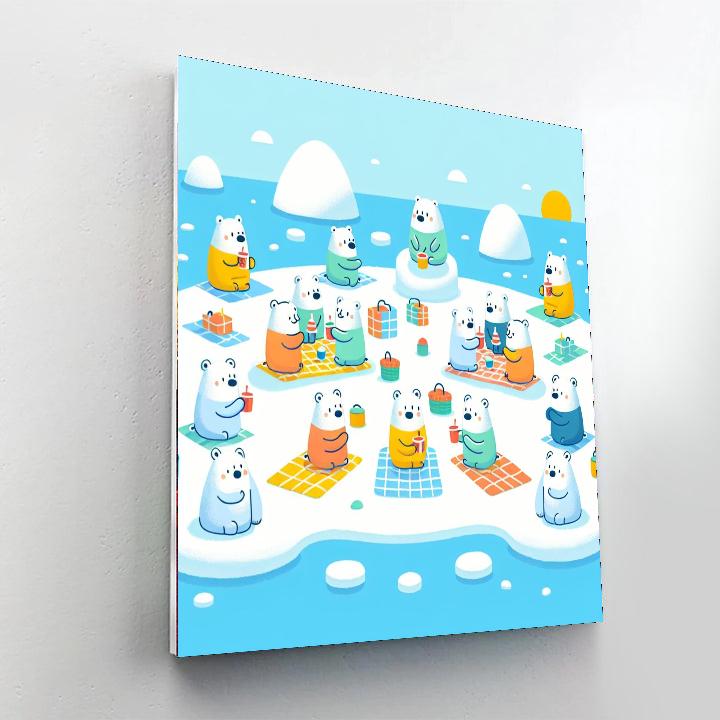 Polar Bears’ Snowy Picnic Paint By Numbers