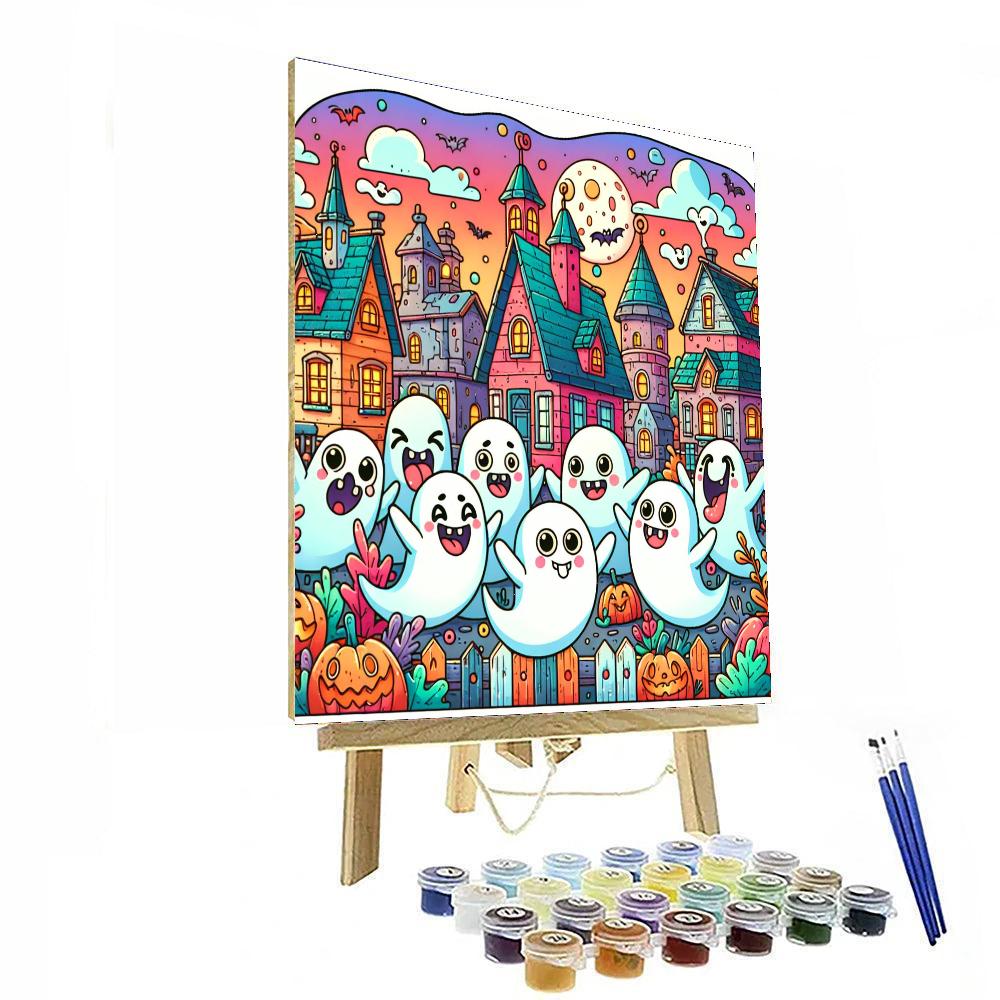 Spooky, Silly Ghost Town Paint By Numbers Art