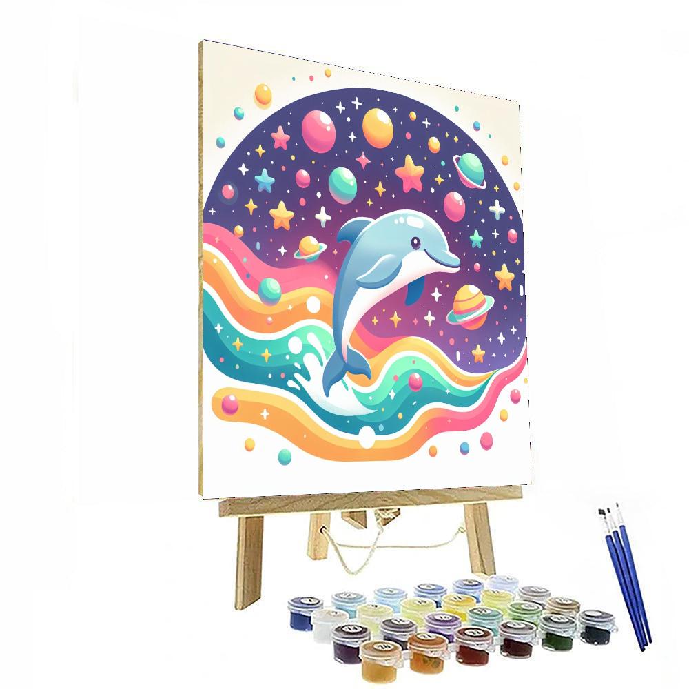 Celestial Dolphin's Galactic Swim Paint By Color