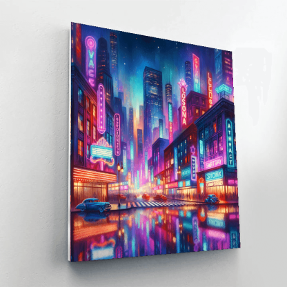 Retro Neon Cityscape Paint By Numbers