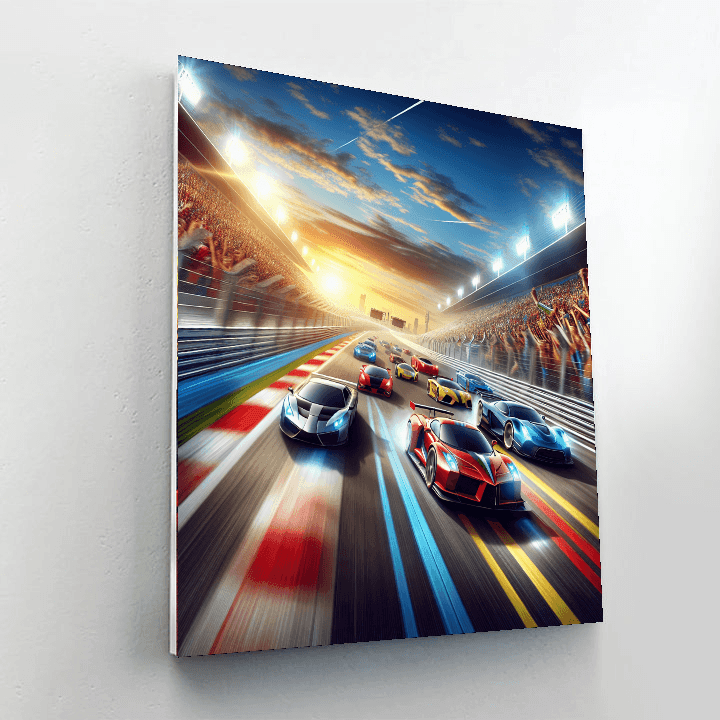 Sports Car Racing Action Paint By Numbers Art