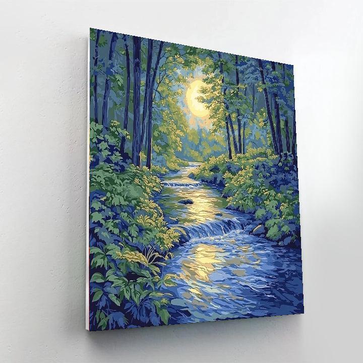 Hiroshige Inspired Whispers Of The Moonlit Stream  Paint By Color