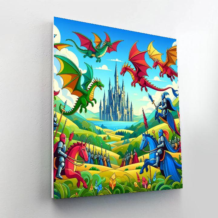 Royal Knights And Dragons Paint By Number